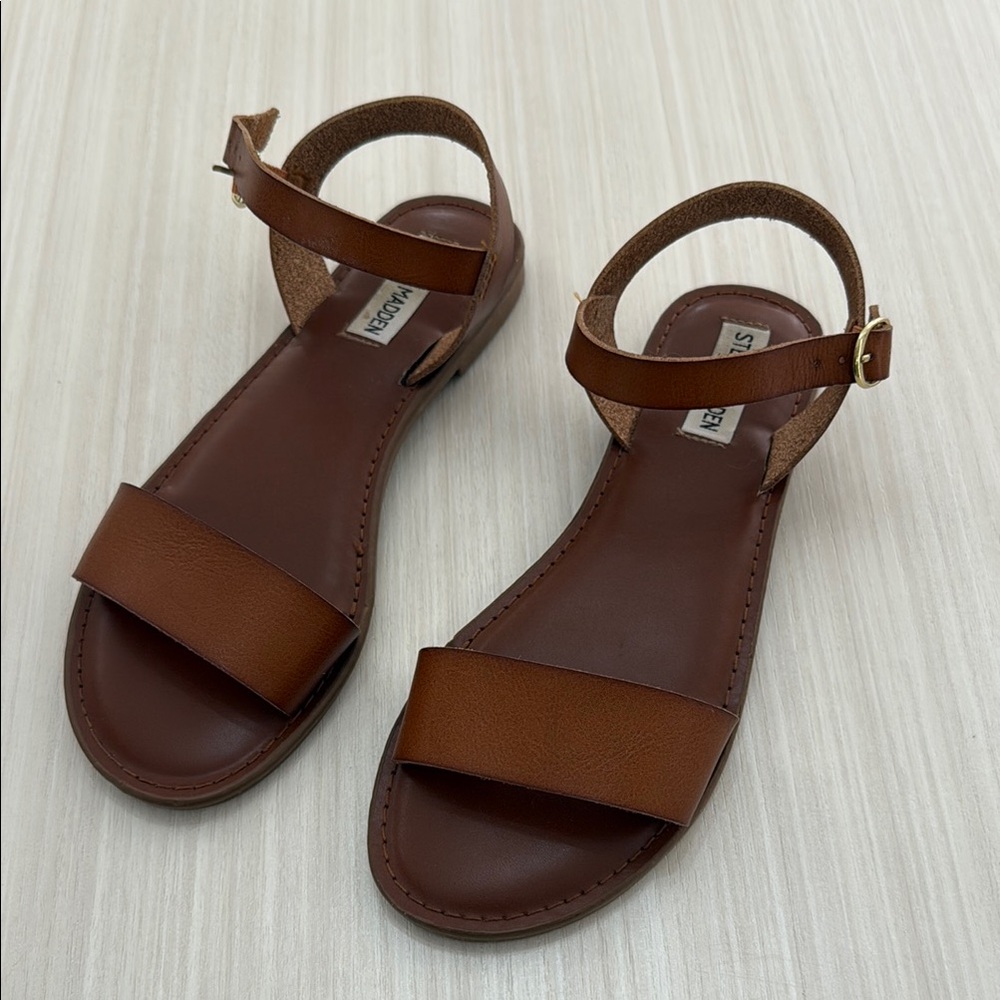 Steve Madden Brown Leather Sandals with Ankle Strap